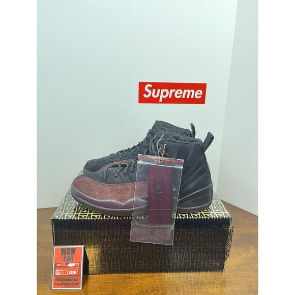 8.5W/7M Jordan 12 SP x A Ma Maniere “Black" DV6989-001 Black Maroon Basketball - Picture 6 of 13